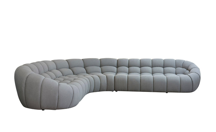 Yolonda - Modern Light Grey Curved Sectional Sofa