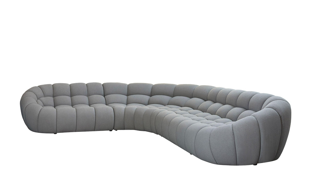 Yolonda - Modern Light Grey Curved Sectional Sofa - View 4