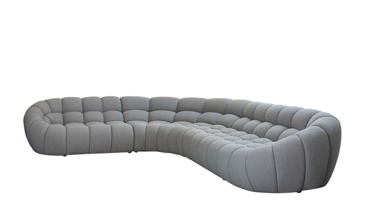 Yolonda - Modern Light Grey Curved Sectional Sofa