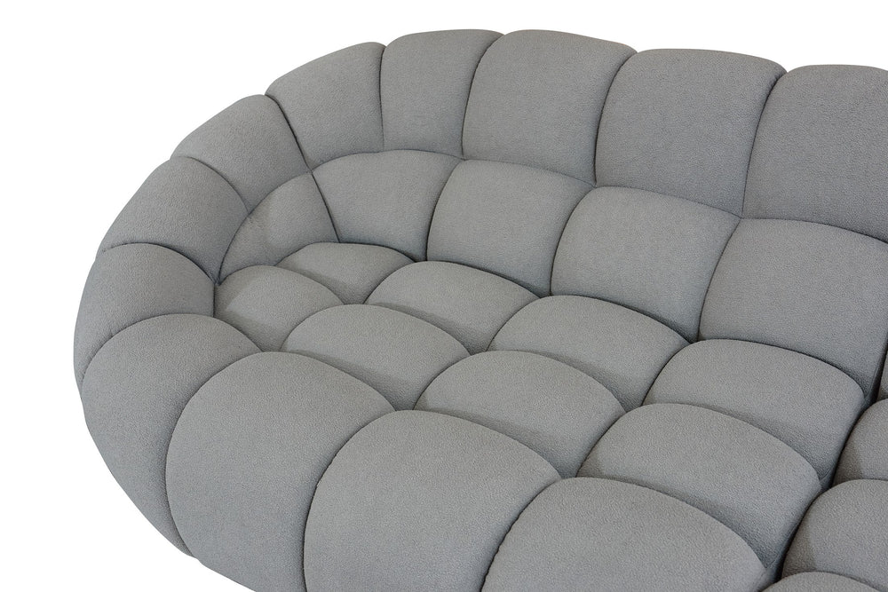 Yolonda - Modern Light Grey Curved Sectional Sofa - View 7