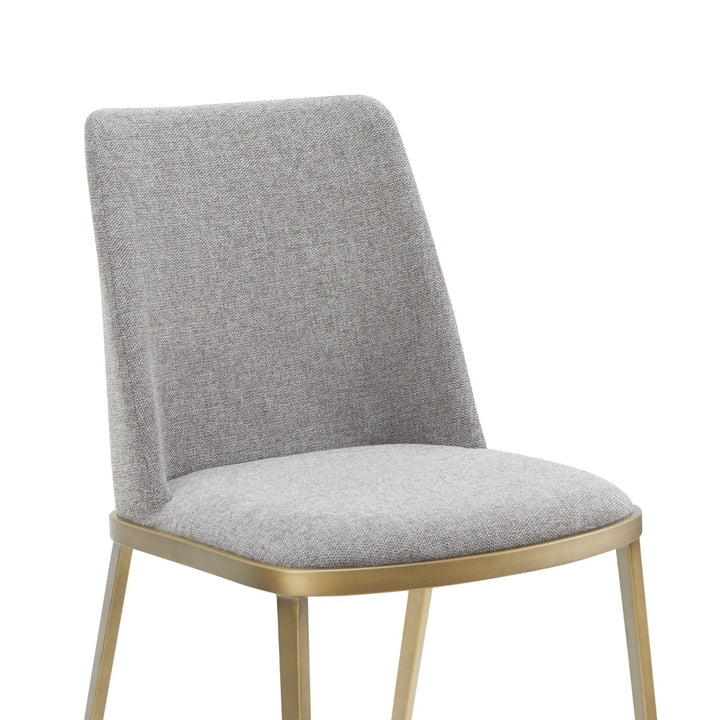 Brent- Contemporary Light Grey Fabric  Brass Dining Chair Set of 2