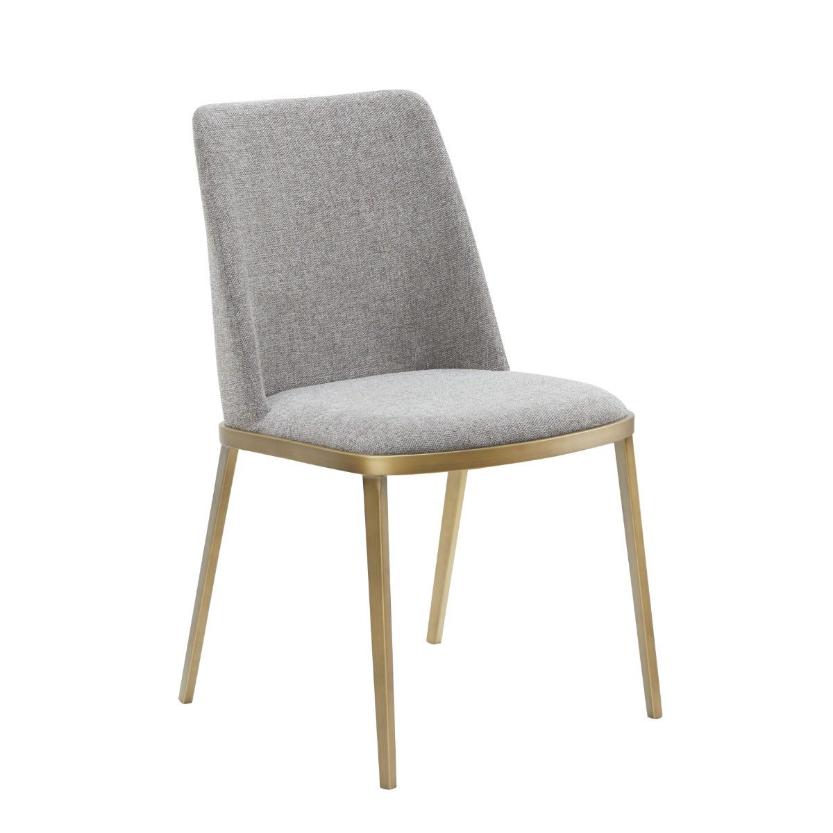 Brent- Contemporary Light Grey Fabric  Brass Dining Chair Set of 2