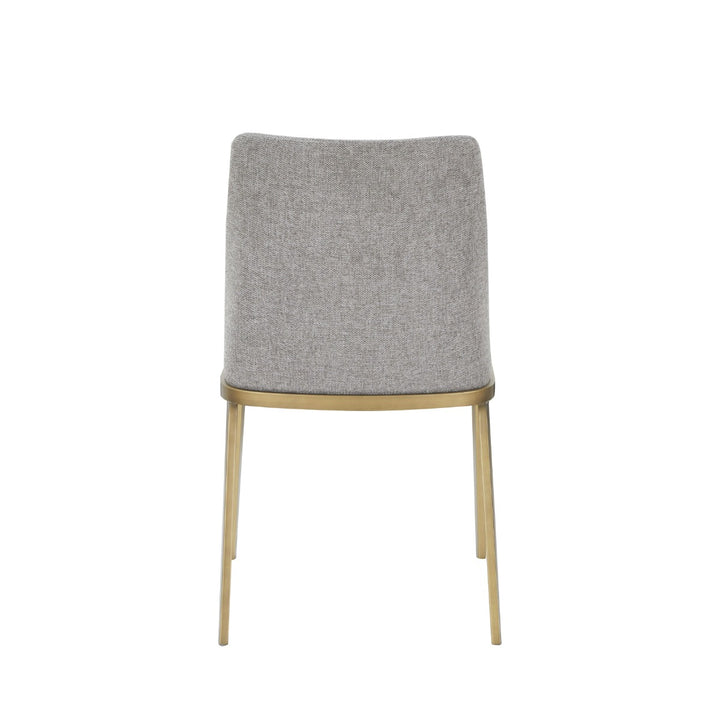 Brent- Contemporary Light Grey Fabric  Brass Dining Chair Set of 2