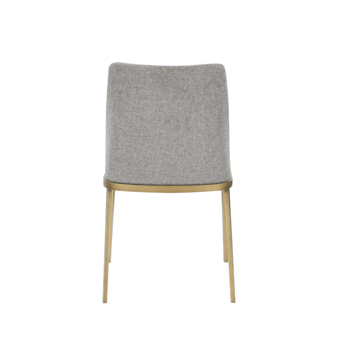Brent- Contemporary Light Grey Fabric + Brass Dining Chair Set of 2