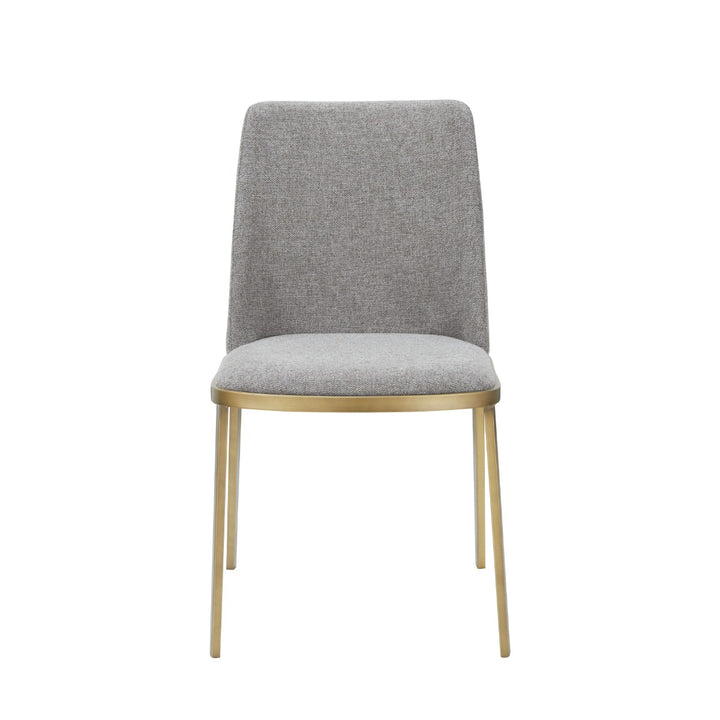 Brent- Contemporary Light Grey Fabric + Brass Dining Chair Set of 2