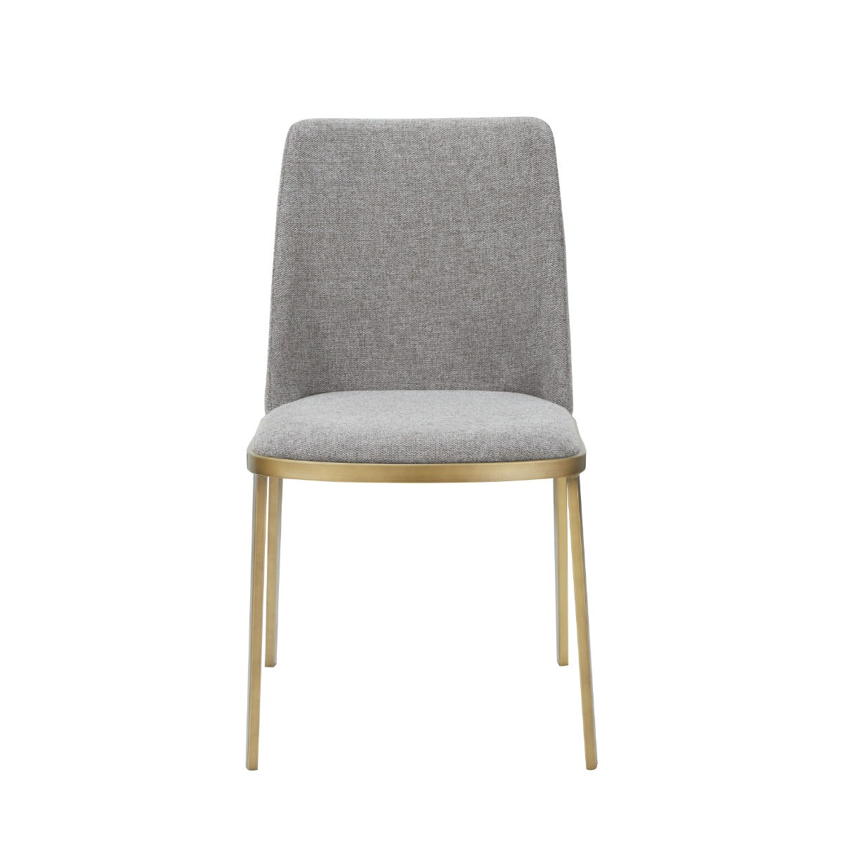 Brent- Contemporary Light Grey Fabric  Brass Dining Chair Set of 2