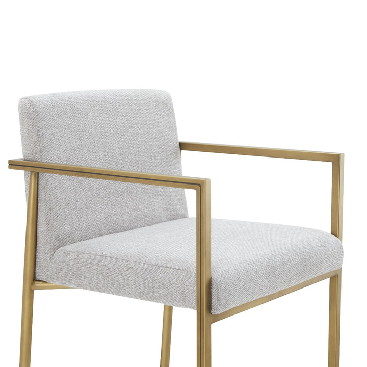 Burnham- Contemporary Light Grey Fabric + Brass Counter Stool