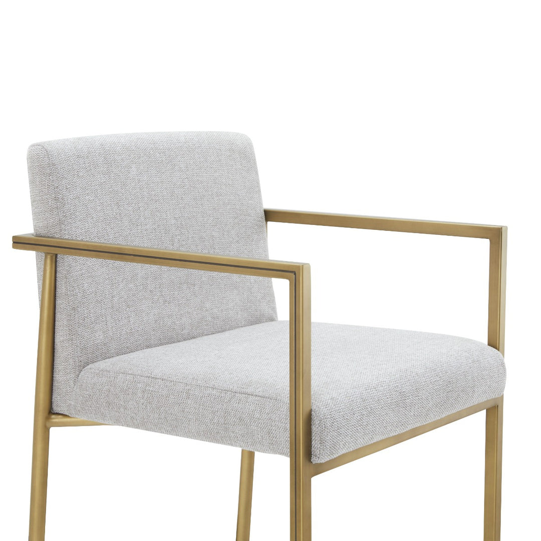 Burnham- Contemporary Light Grey Fabric + Brass Counter Stool