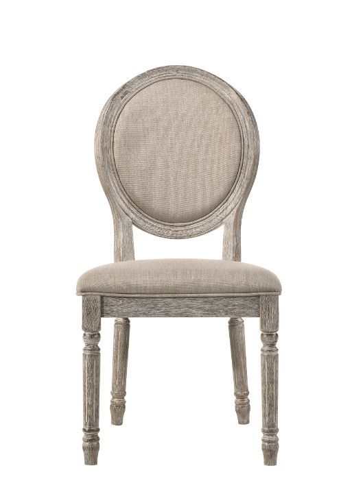 Faustine - Side Chair Set of 2) - Tan Fabric & Salvaged Light Oak