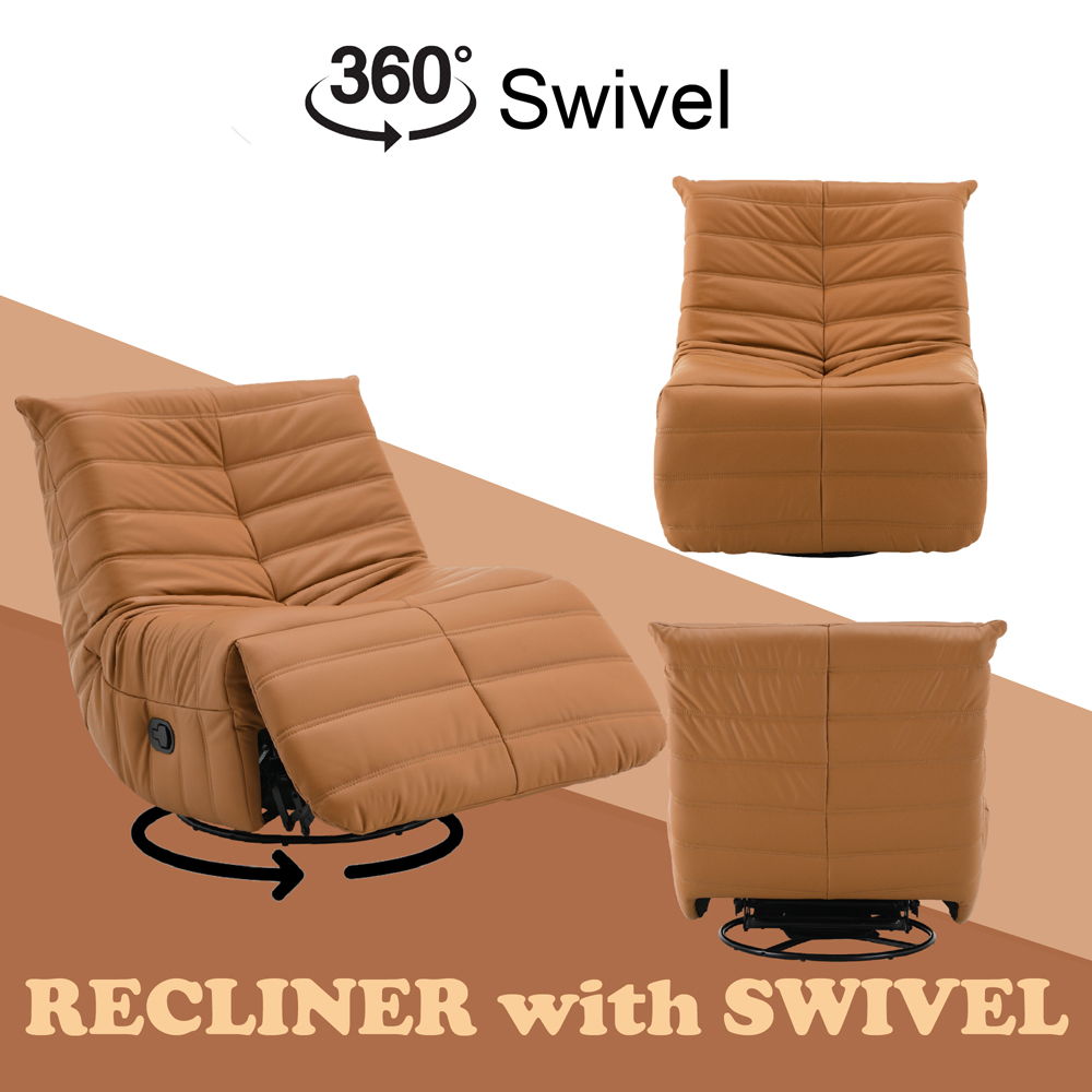 talmon-recliner-with-swivel-orange-synthetic-leather