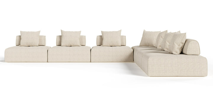 Mondo - Modern Modular Beige Fabric Sectional Sofa-7-Piece Sectional
