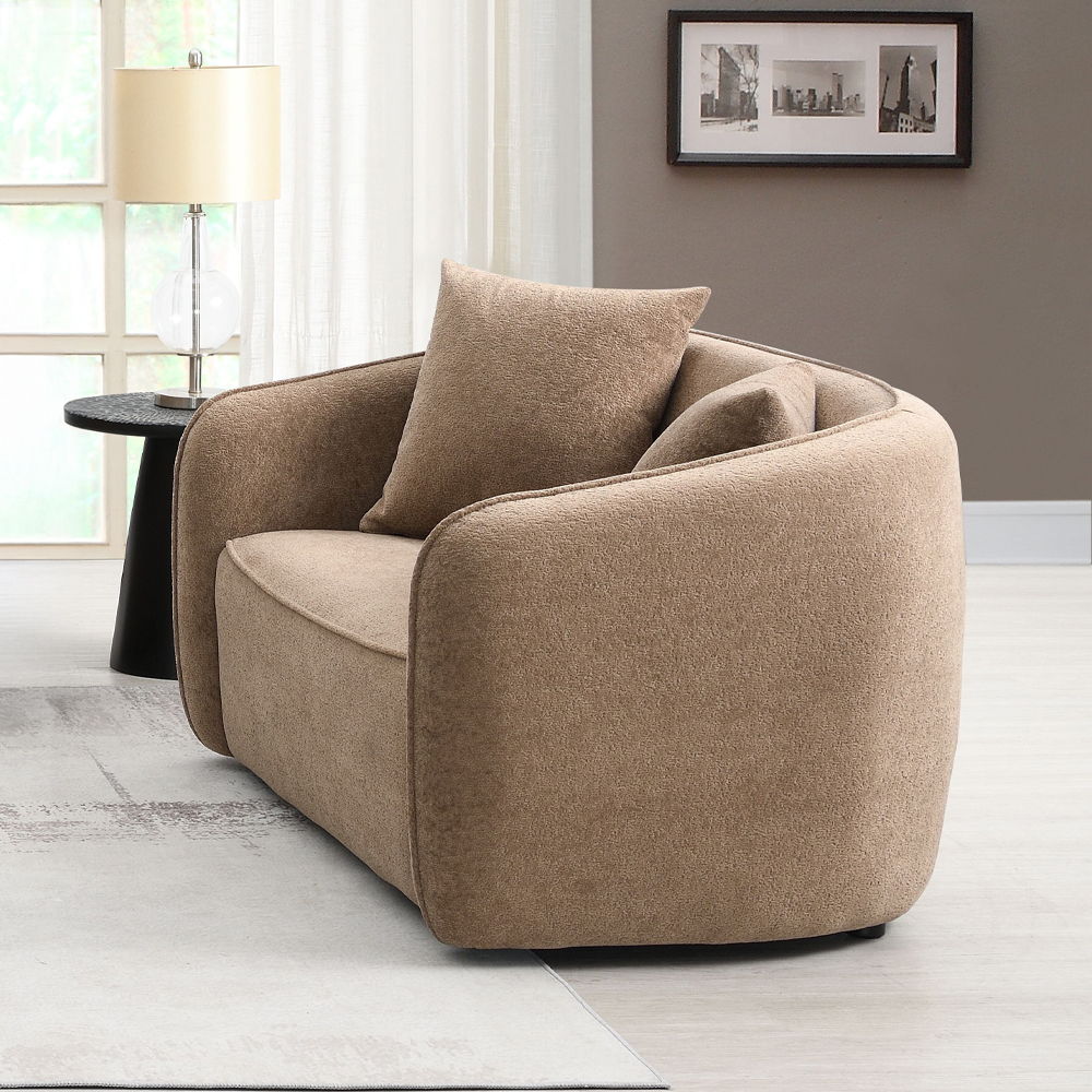 Keith - Loveseat With 2 Pillows - Brown Chenille