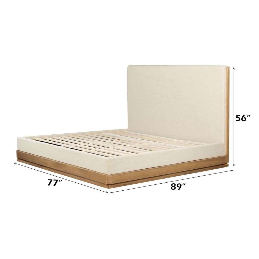 Zoey - Eastern King Bed - Beige Fabric & Oak