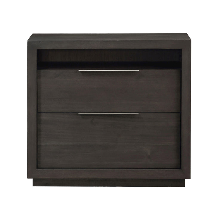 Modus Furniture Azu581 Oxford Two Drawer Nightstand In Basalt Grey