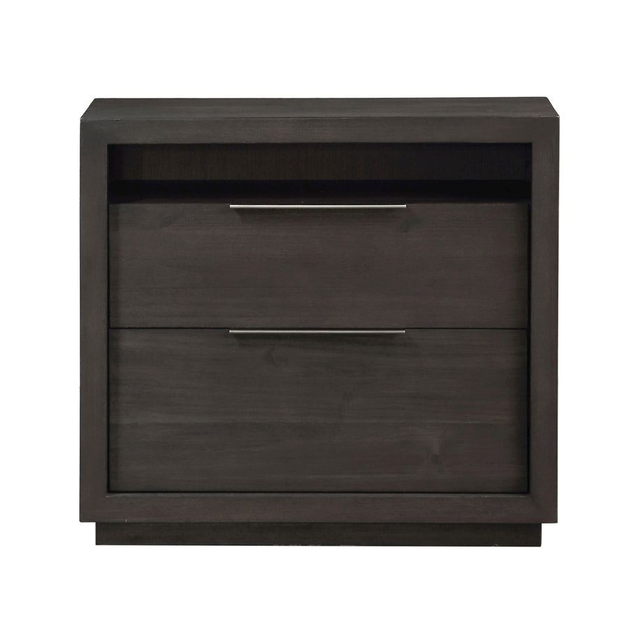 Modus Furniture Azu581 Oxford Two Drawer Nightstand In Basalt Grey