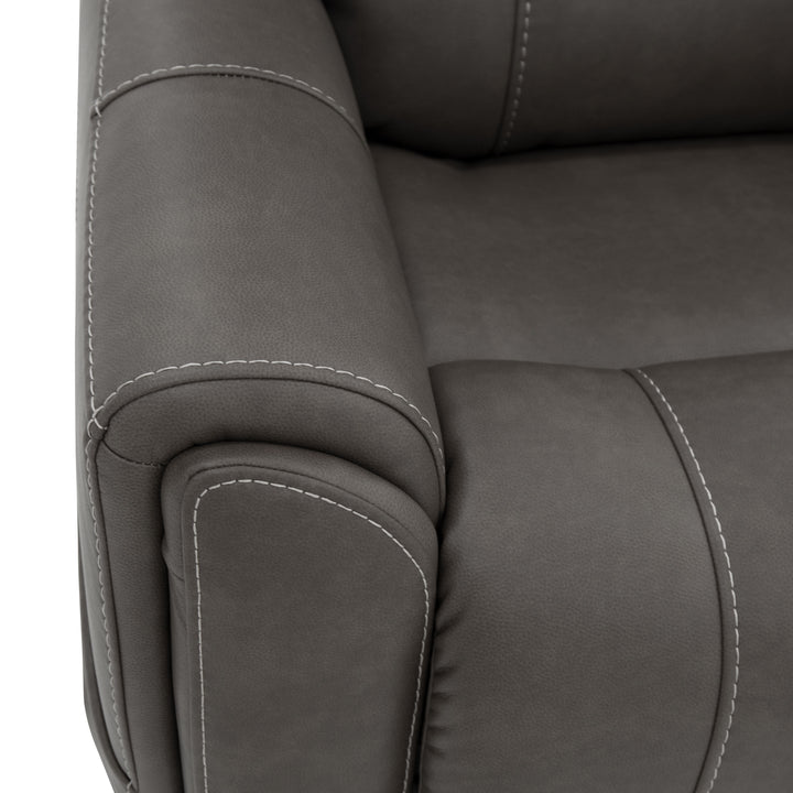 Carter Fabric Power Rocking Recliner with Power Headrest, Lumbar, Heat &amp; Massage in Smoke