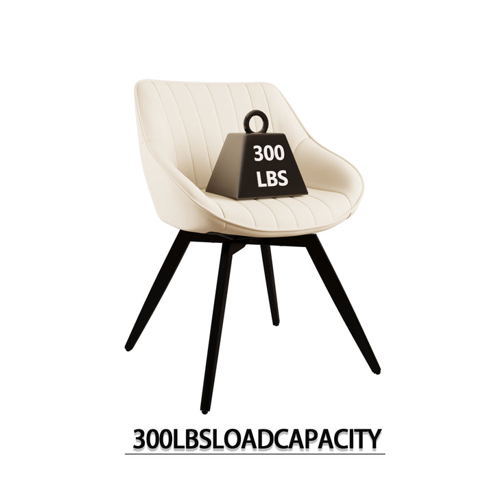 Mid-Century Modern 3-Piece Round Tulip Dining Table Set with White Table &amp; Beige Vegan Leather