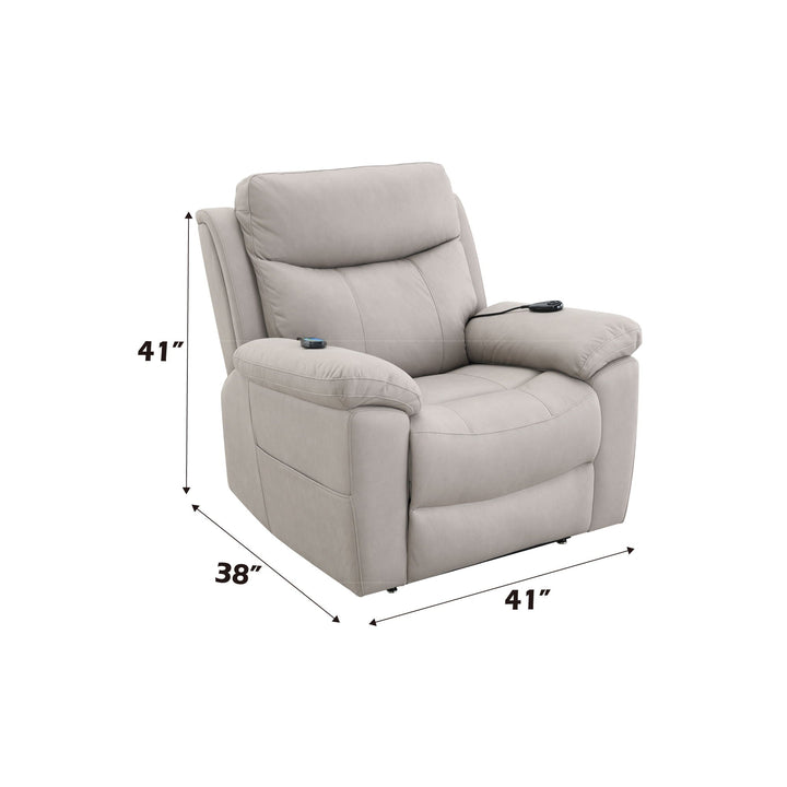 Chriki - Polished Microfiber Power Motion Recliner With Lift Heating Massage Chair - Light Gray