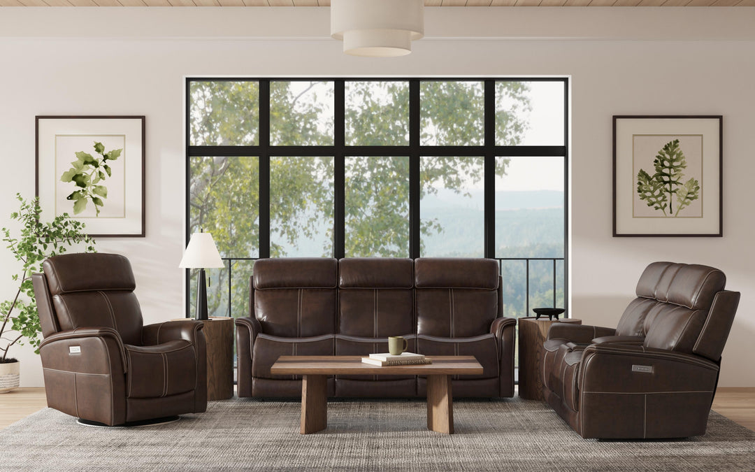 Flexsteel 1524-63PH-05070 View  Power Reclining Sofa With Console, Power Headrest & Lumbar  Dark Brown