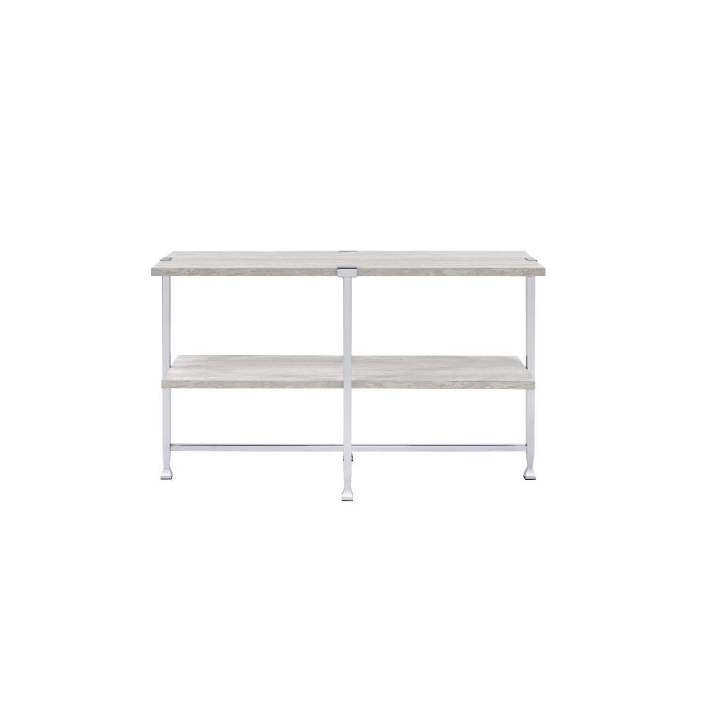 Brecon - Sofa Table - White Oak & Chrome