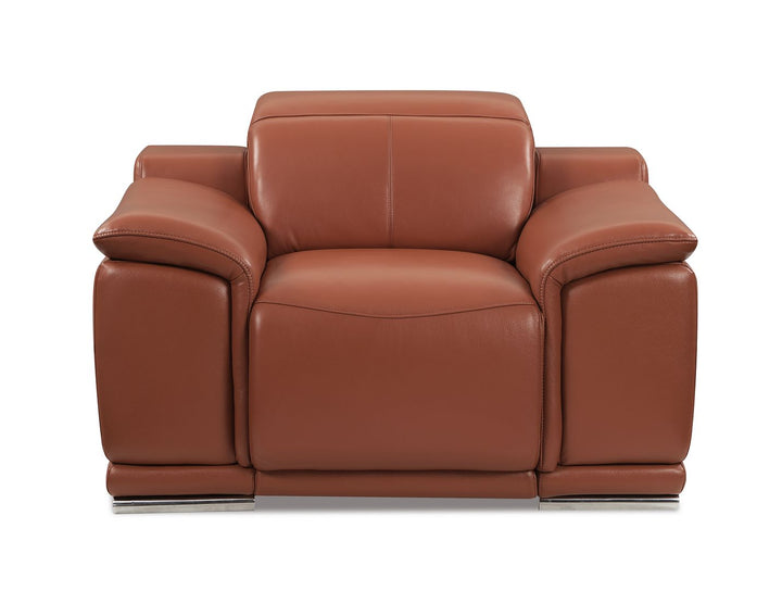 DivanItalia 9762 Top Grain Italian Leather Power Reclining Chair with Adjustable Headrests - Camel