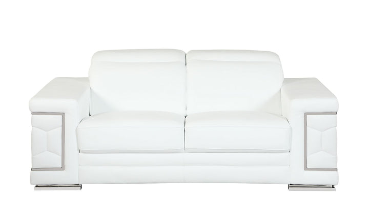 DivanItalia 692 3-Piece Sofa Set with Adjustable Headrest in Top-Grain Italian Leather - White