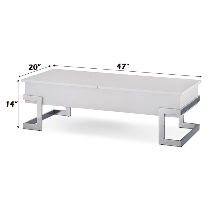 Calnan - Coffee Table With Lift Top - White High Gloss & Chrome