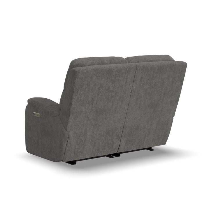 Penn Power Reclining Loveseat With Power Headrests &amp; Lumbar Dark Gray