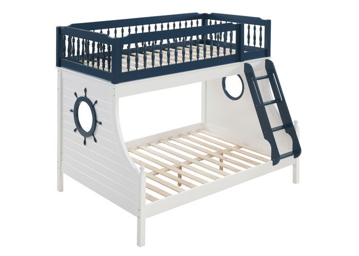 Farah - Twin Over Full Bunk Bed - Navy Blue & White