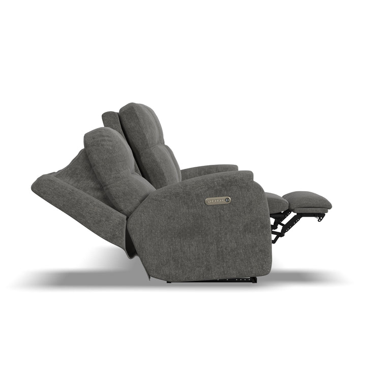 Flexsteel 2860-62L Penn  Power Reclining Sofa With Power Headrests & Lumbar  Dark Gray