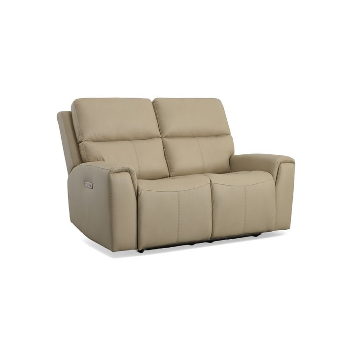 Jarvis Leather Power Reclining Loveseat with Power Headrests in Parchment