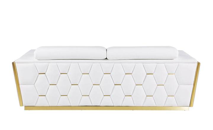 DivanItalia 1111 Sofa with Adjustable Headrest in Top-Grain Italian Leather - White