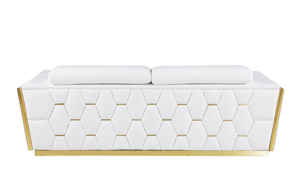 DivanItalia 1111 Sofa with Adjustable Headrest in Top-Grain Italian Leather - White