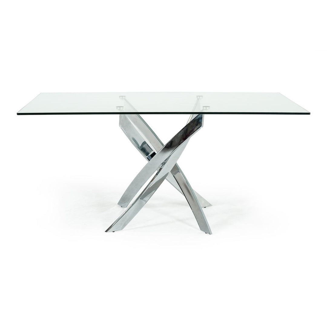 Pyrite Modern Rectangular Glass Dining Table
