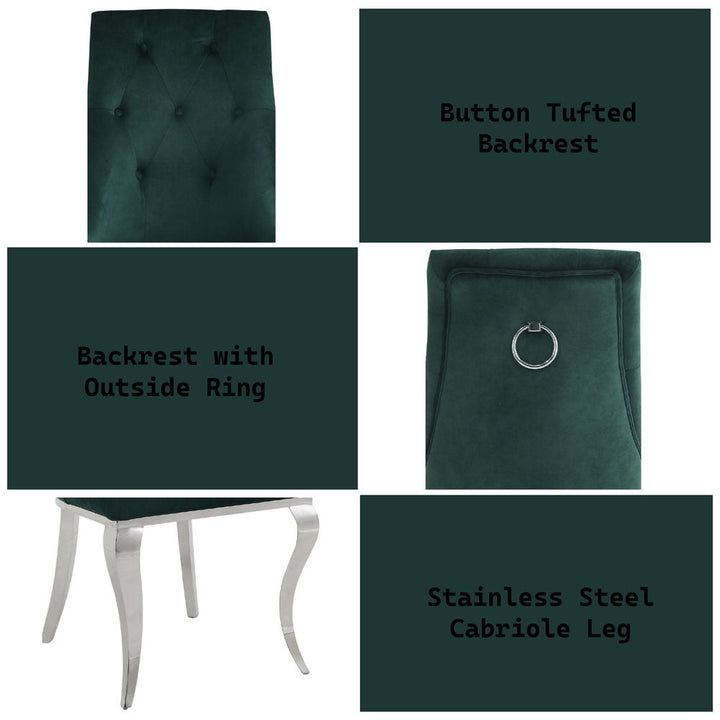 Dekel - Side Chair Set of 2) - Green Fabric & Stainless Steel