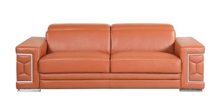DivanItalia 692 Sofa with Adjustable Headrest in Top-Grain Italian Leather - Camel
