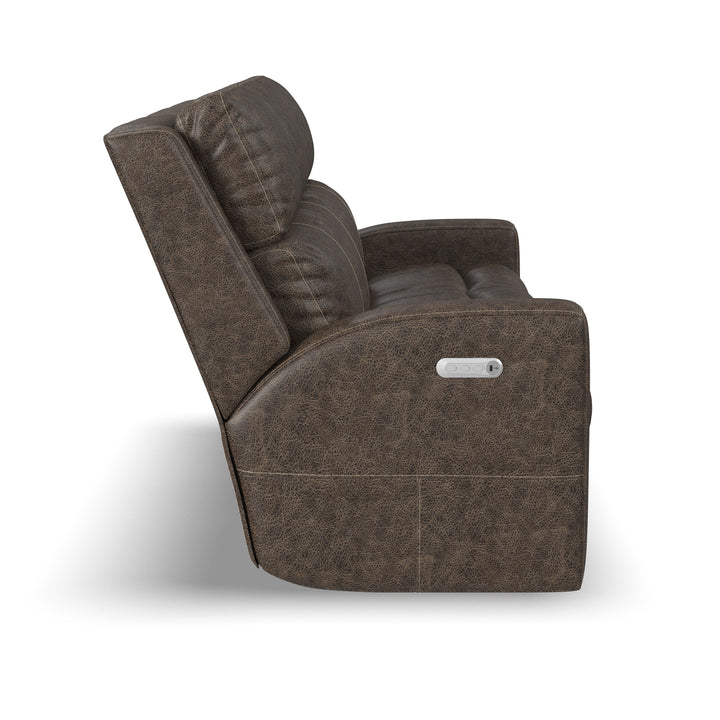Flexsteel B3805-62L Score  Power Reclining Sofa With Power Headrests & Lumbar  Brown