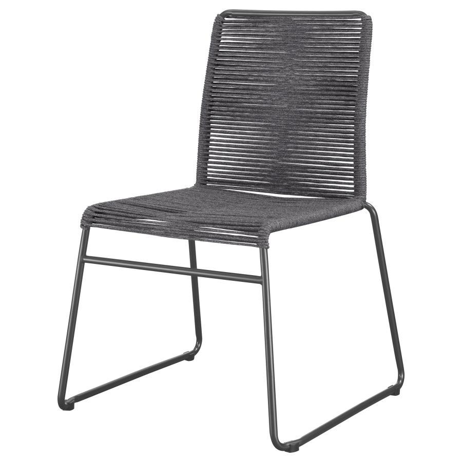 Jerome - Woven Rope Stackable Side Chair  - Charcoal