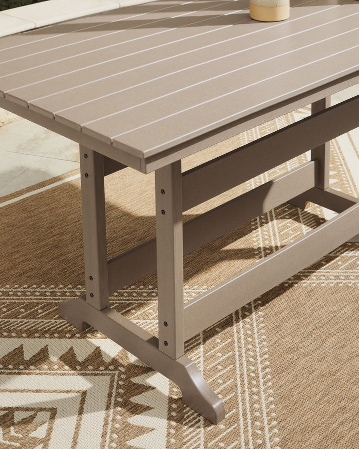 Seacliff Beach - Rectangular Counter Height Dining Table With Umbrella Option - Medium Brown