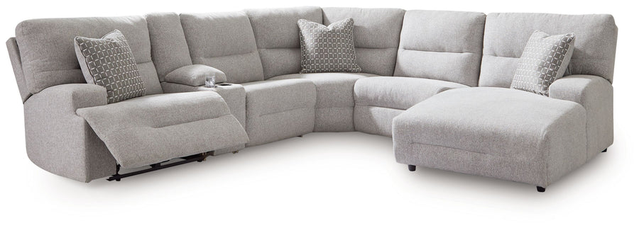 Acklen Place - 6-Piece Power Reclining Sectional With Raf Power Reclining Back Chaise - Pewter by Ashley Furniture product image