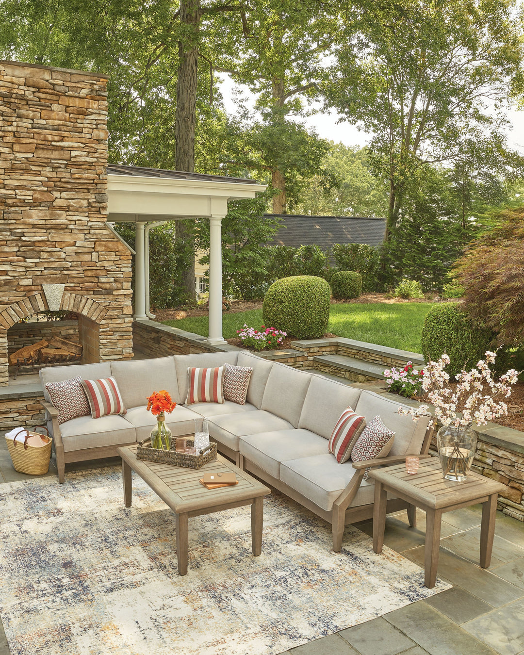 Clare View - 4-Piece Outdoor Sectional - Beige by Ashley Furniture product image