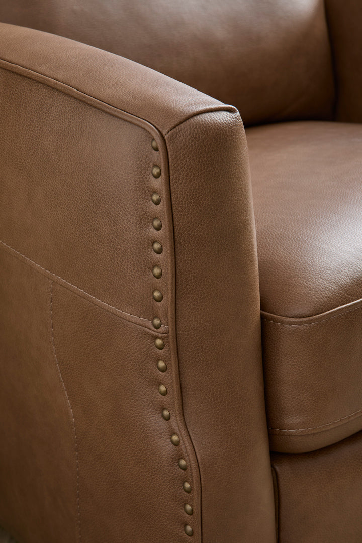 Maxwell Leather Power Gliding Recliner with Power Headrest and Lumbar in Cedar