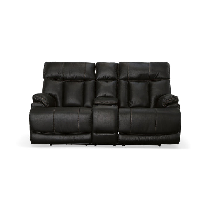 Clive Fabric Power Reclining Loveseat with Console, Power Headrests &amp; Lumbar in Peppercorn