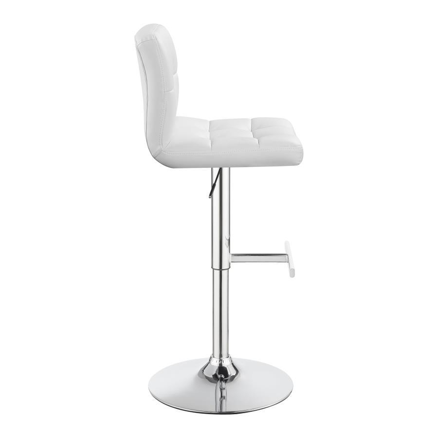 Lenny - Upholstered Adjustable Bar Stool  - White