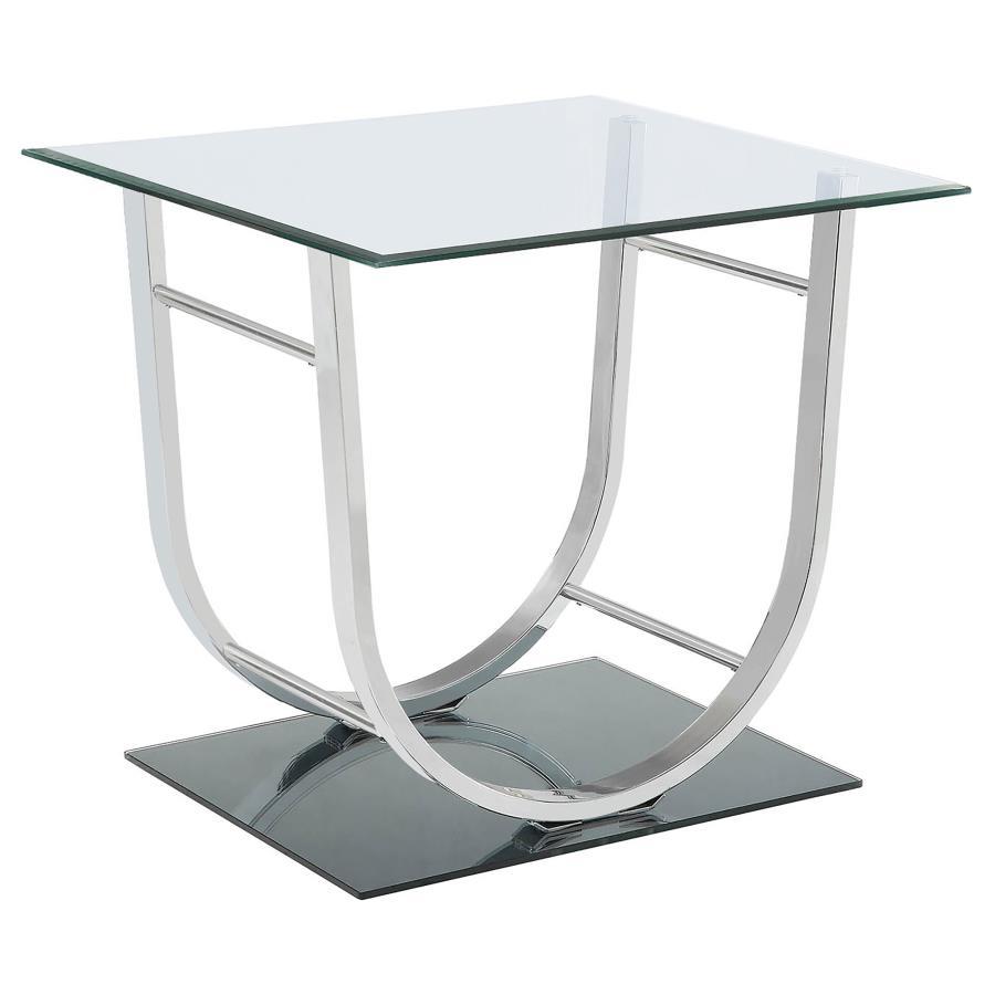 Coaster Furniture Danville - Square U-Shaped Glass Top Side End Table - Chrome