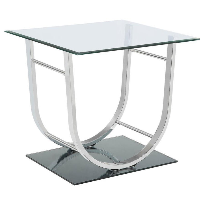 Coaster Furniture Danville - Square U-Shaped Glass Top Side End Table - Chrome