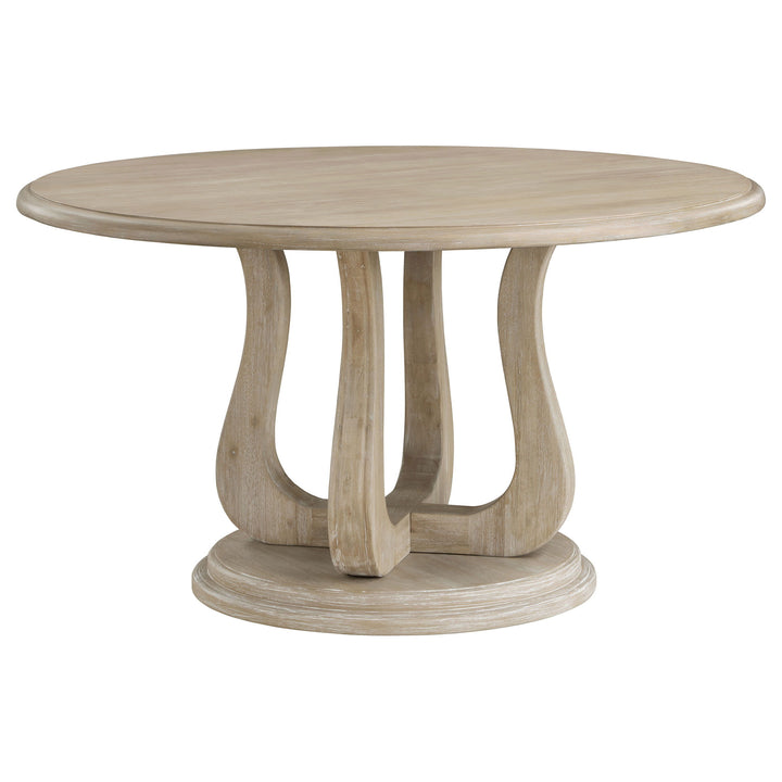Coaster Furniture Trofello - Round Pedestal Dining Table - White Washed