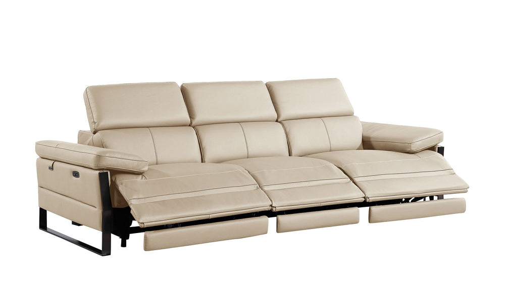 DivanItalia 1246 Modular Power Triple Reclining Sofa with Power Reclining Headrests – Top Grain Italian Leather - Beige