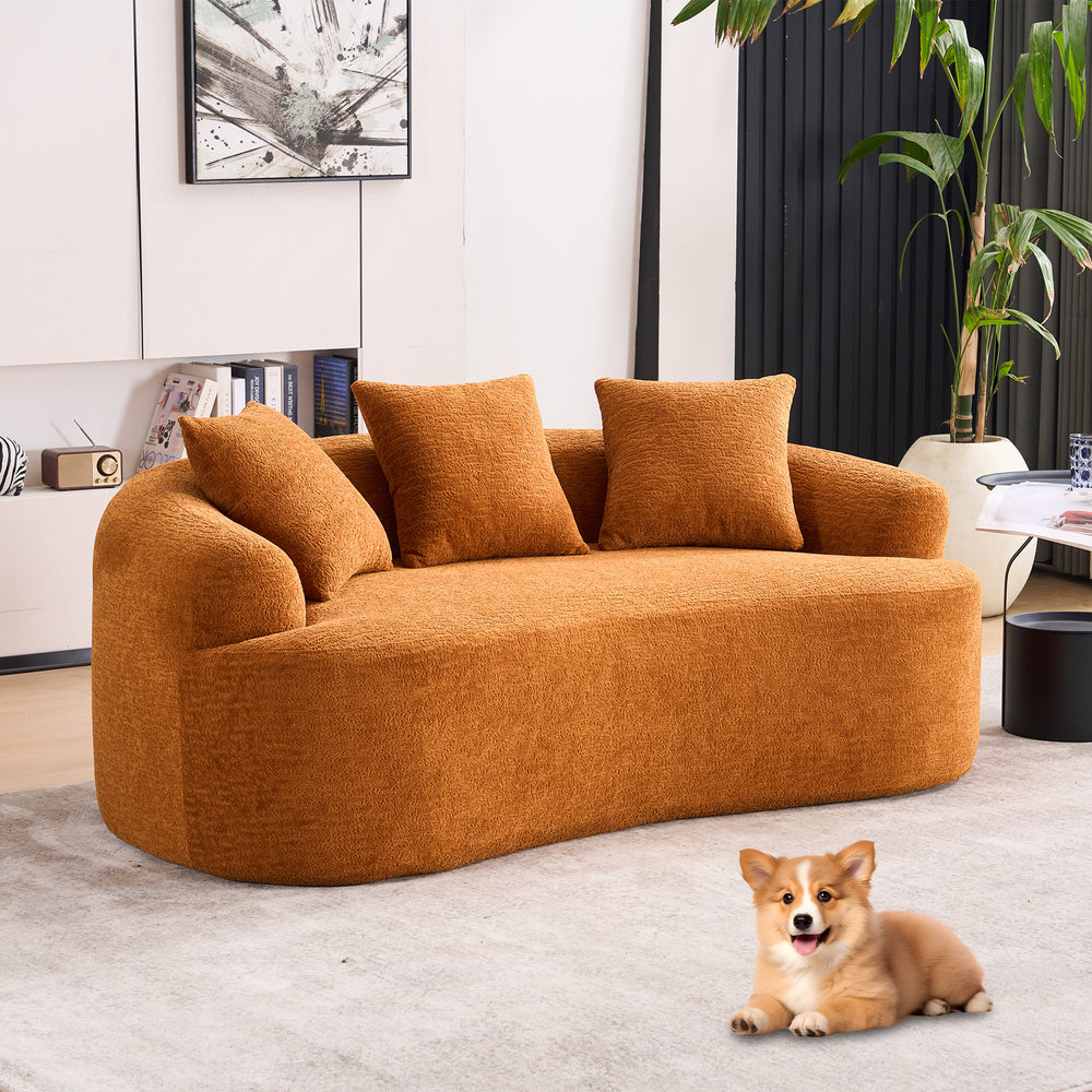 curved-loveseat-orange-full-compression-sponge-sofa
