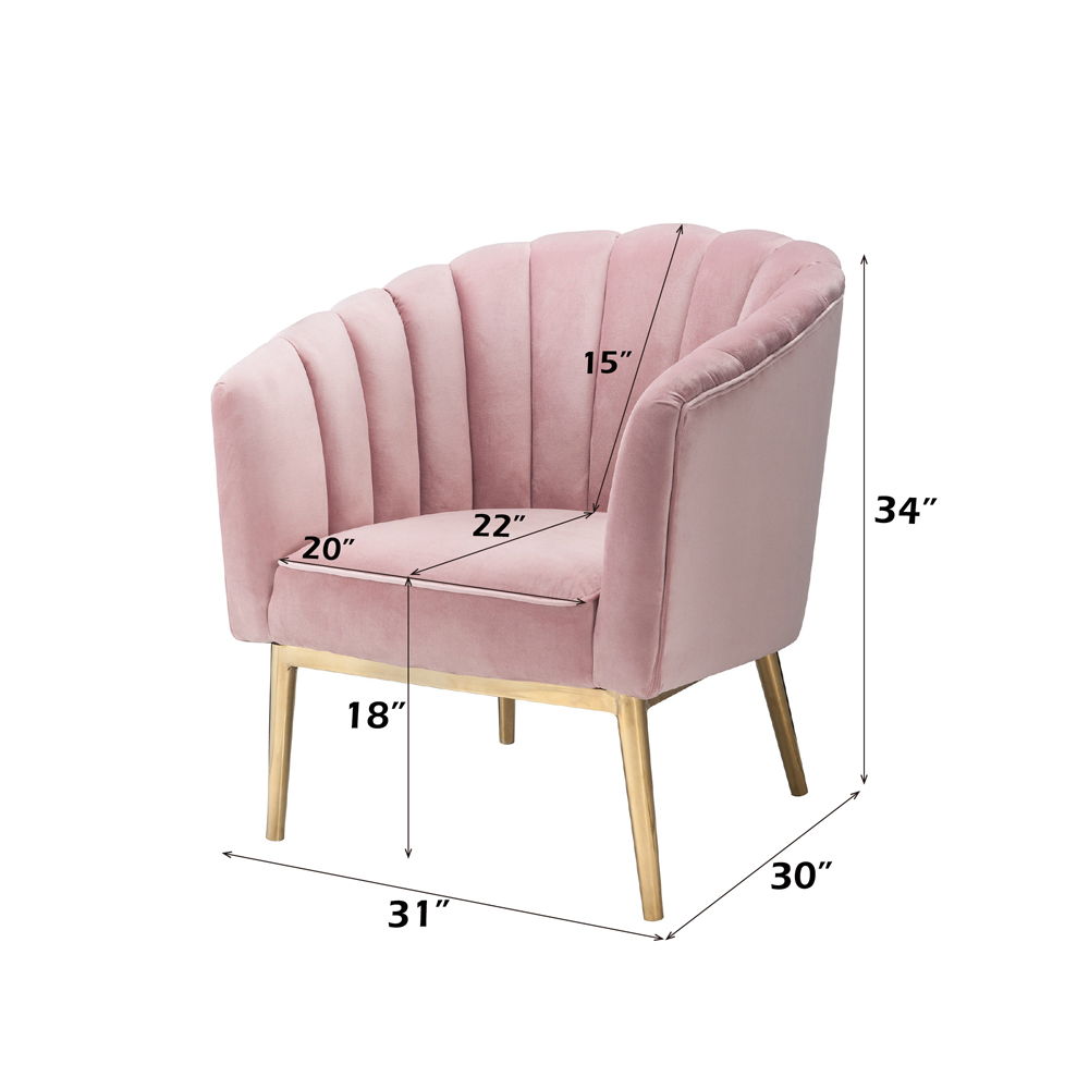 Colla - Accent Chair - Blush Pink Velvet & Gold